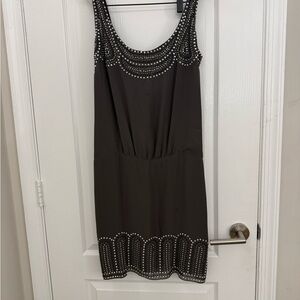 Warehouse Black Beaded Mini Dress